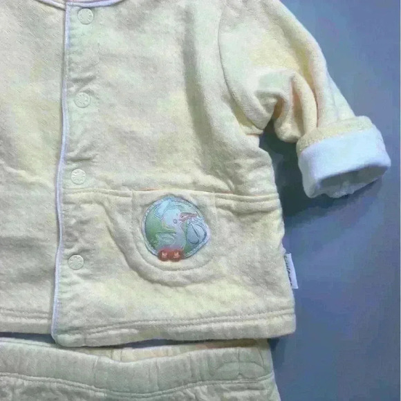 Vintage 100% cotton baby 2pc stork lil bundle embroidered quilted set no flaws - Picture 3 of 7